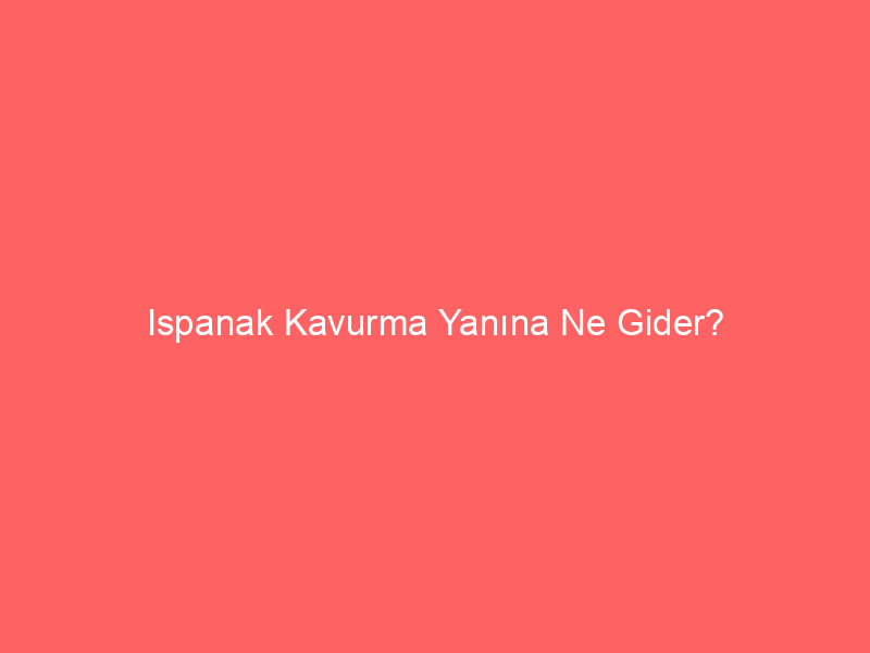 Ispanak Kavurma Yanına Ne Gider?